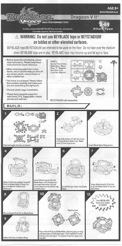 Mode d'emploi HASBRO BEYBLADE DRAGOON V II VFORCE