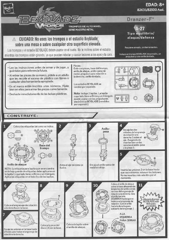 Mode d'emploi HASBRO BEYBLADE DRANZER F SPANISH