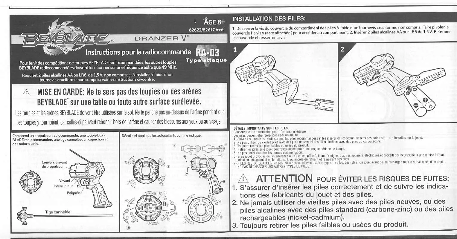 Mode d'emploi HASBRO BEYBLADE DRANZER V RC FRENCH