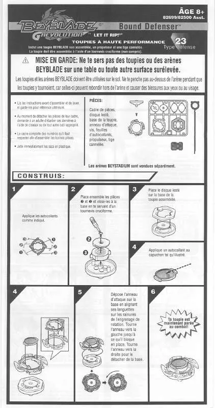 Mode d'emploi HASBRO BEYBLADE GREVOLUTION BOUND DEFENSER 23 FRENCH