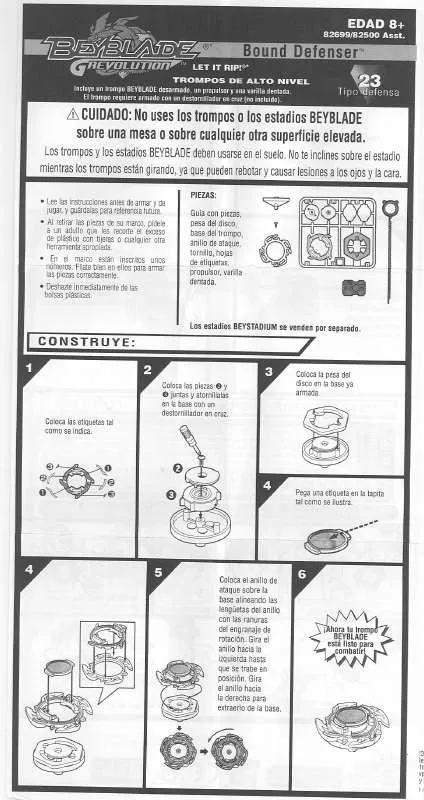 Mode d'emploi HASBRO BEYBLADE GREVOLUTION BOUND DEFENSER 23 SPANISH