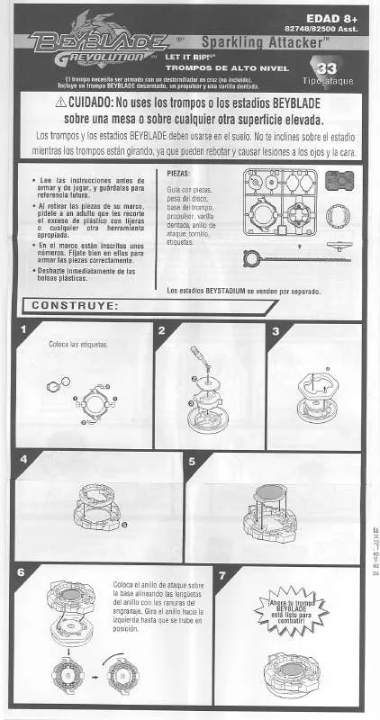 Mode d'emploi HASBRO BEYBLADE GREVOLUTION SPARKLING ATTACKER 33 SPANISH