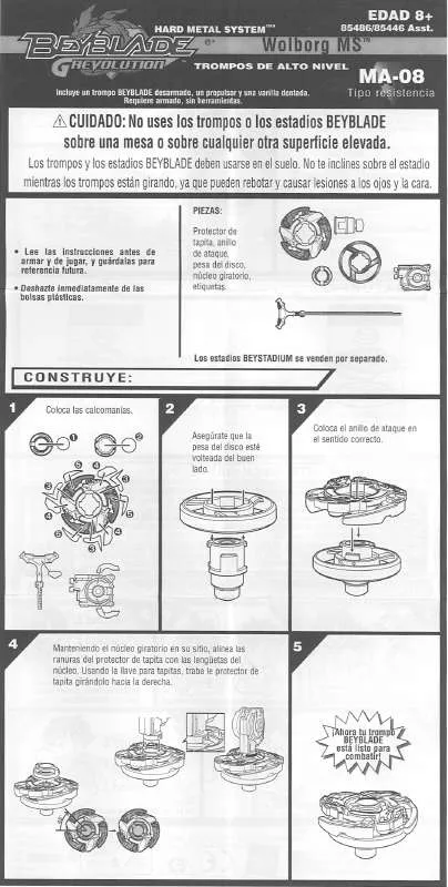 Mode d'emploi HASBRO BEYBLADE GREVOLUTION WOLBORG MS MA08 SPANISH