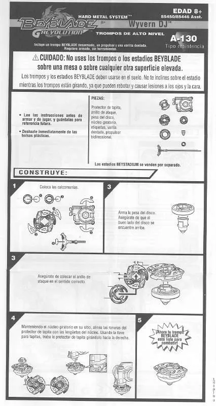 Mode d'emploi HASBRO BEYBLADE GREVOLUTION WYVERN DJ A130 SPANISH