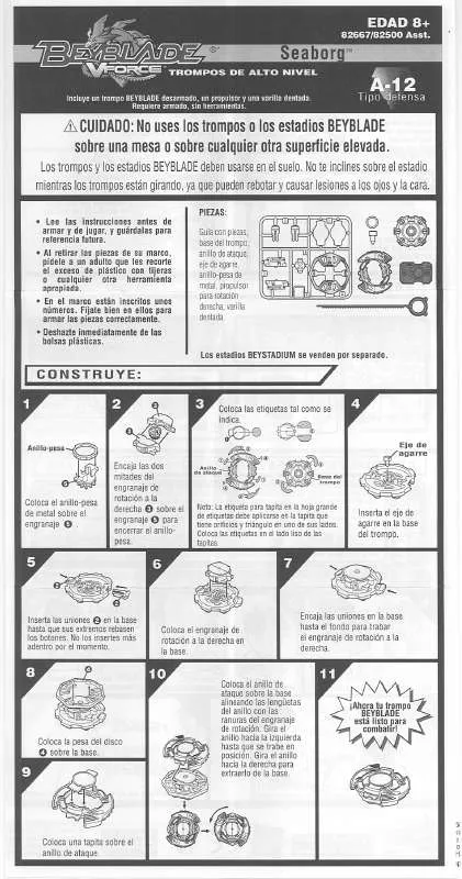 Mode d'emploi HASBRO BEYBLADE V FORCE SEABORG A12 SPANISH