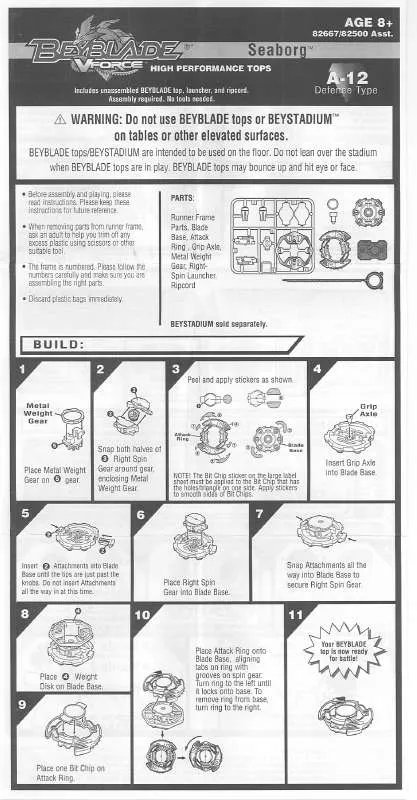 Mode d'emploi HASBRO BEYBLADE V FORCE SEABORG A12