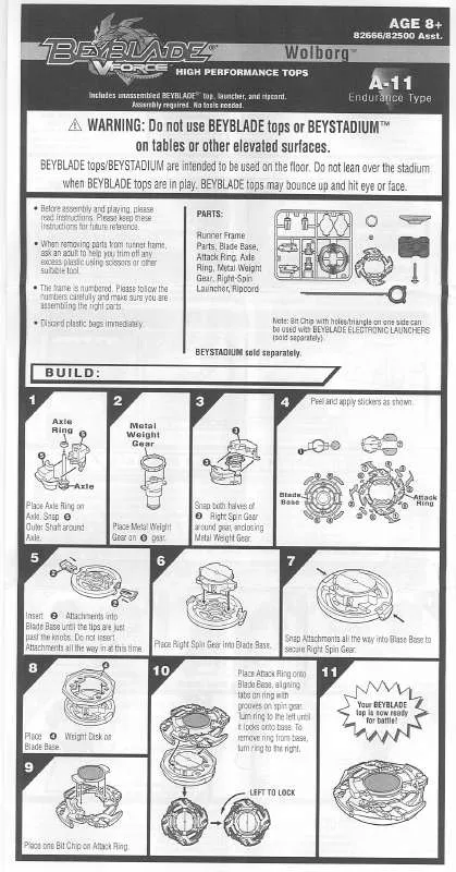 Mode d'emploi HASBRO BEYBLADE V FORCE WOLBORG A11 82666