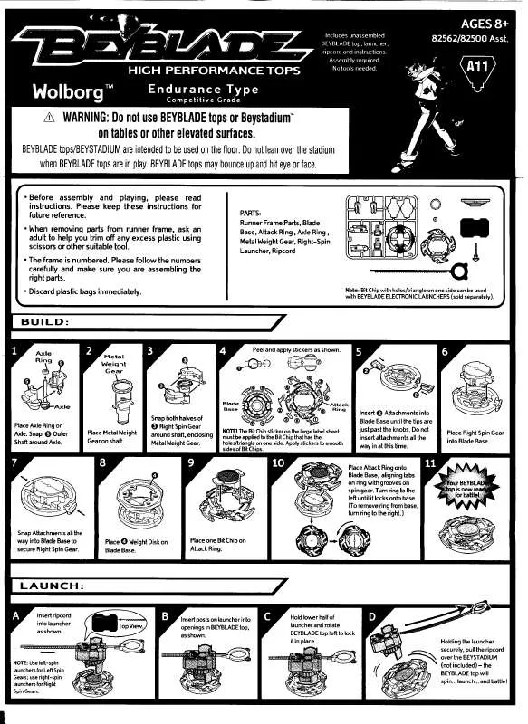 Mode d'emploi HASBRO BEYBLADE WOLBORG