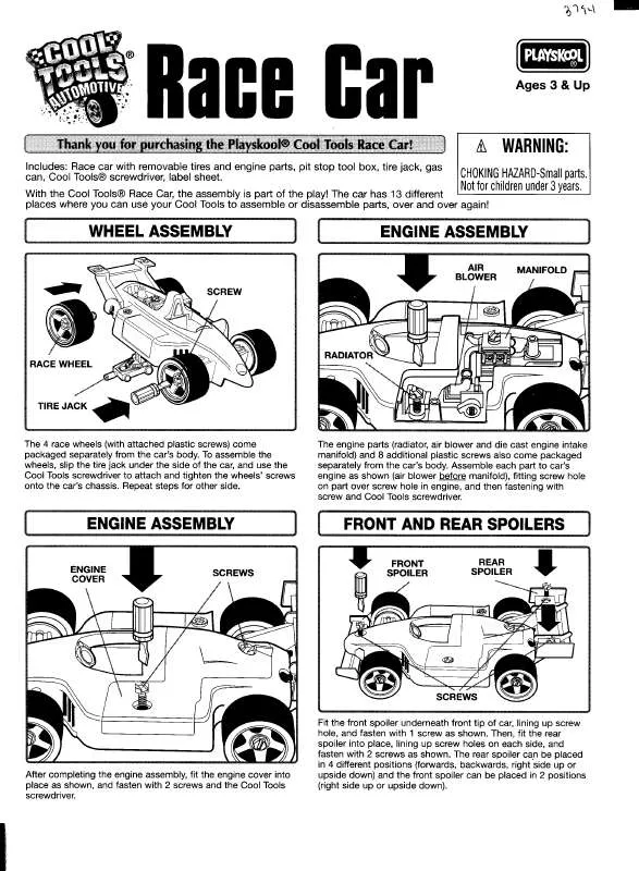 Mode d'emploi HASBRO COOL TOOLS AUTOMOTIVE RACECAR