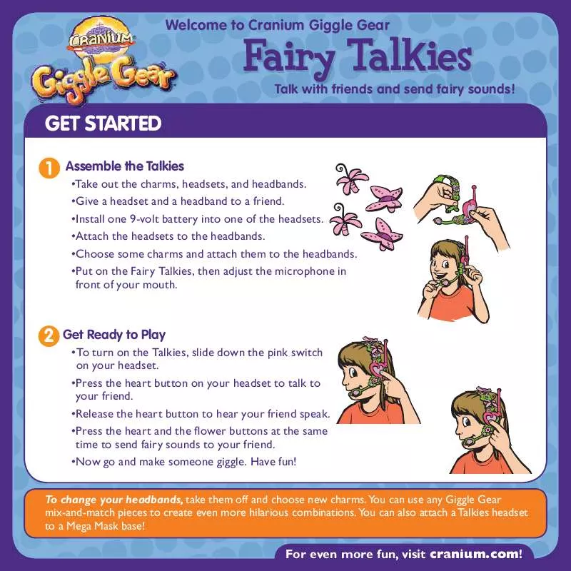 Mode d'emploi HASBRO CRANIUM GIGGLE GEAR FAIRY TALKIES