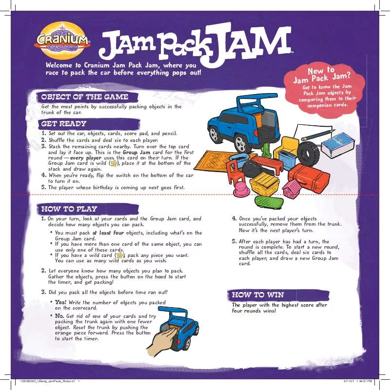 Mode d'emploi HASBRO CRANIUM JAM PACK JAM