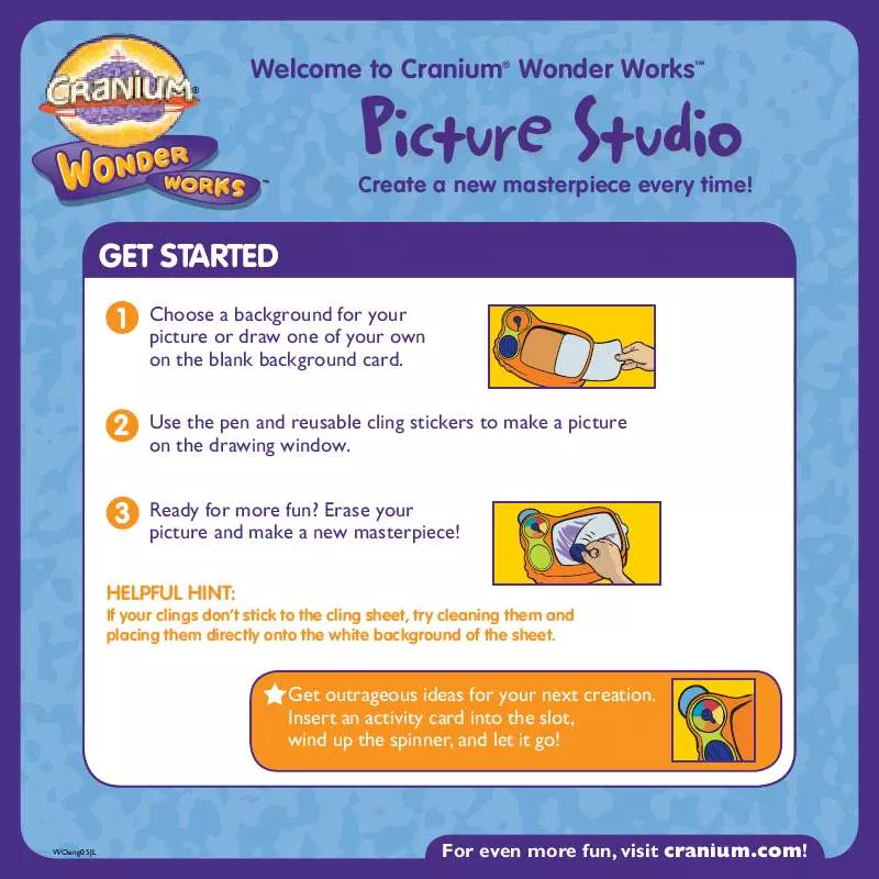 Mode d'emploi HASBRO CRANIUM WONDER WORKS PICTURE STUDIO