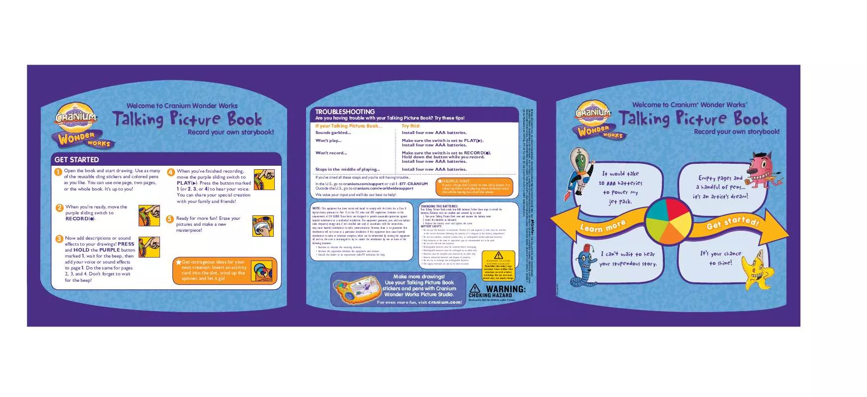 Mode d'emploi HASBRO CRANIUM WONDER WORKS TALKING PICTURE BOOK