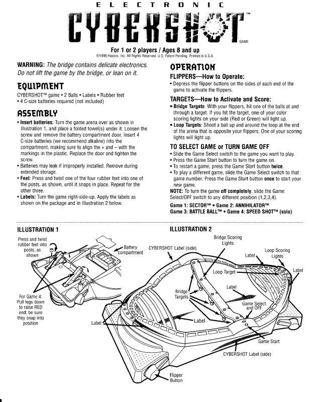 Mode d'emploi HASBRO CYBERSHOT ELECTRONIC