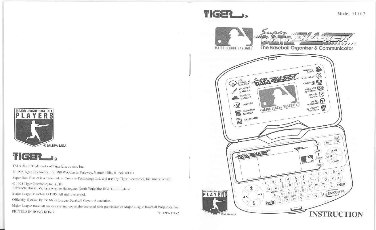 Mode d'emploi HASBRO DATA BLASTER MAJOR LEAGUE BASEBALL SUPER003