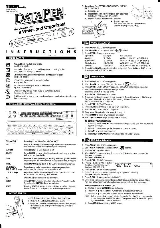 Mode d'emploi HASBRO DATAPEN