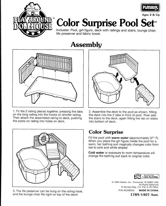 Mode d'emploi HASBRO DOLLHOUSE COLOR SURPRISE POOLSET