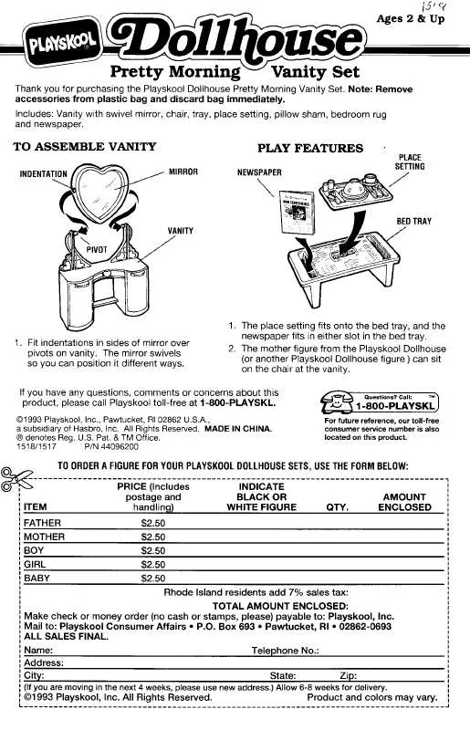 Mode d'emploi HASBRO DOLLHOUSE VANITY SET