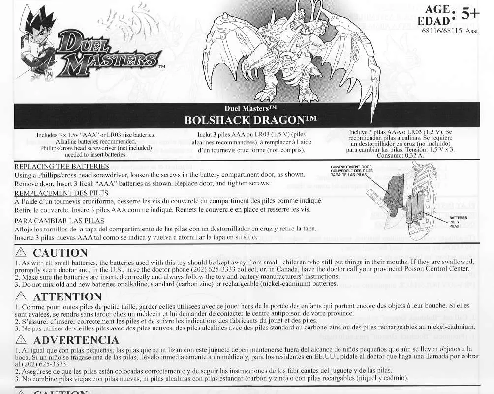 Mode d'emploi HASBRO DUEL MASTERS BOLSHACK DRAGON SPANISH