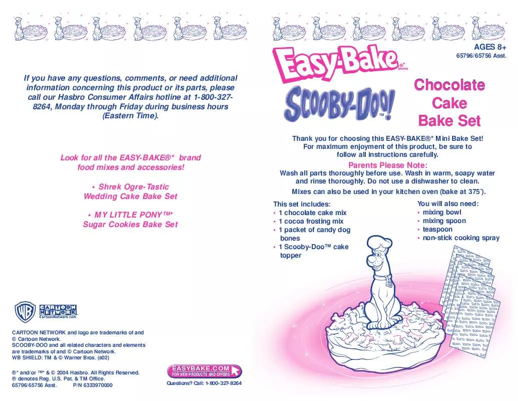 Mode d'emploi HASBRO EASY BAKE CHOCOLATE CAKE BAKE SET