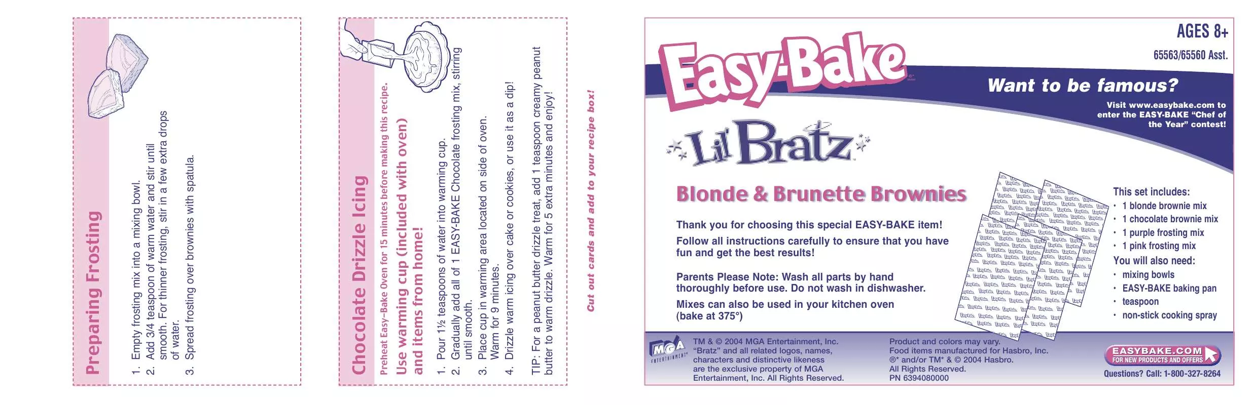 Mode d'emploi HASBRO EASY BAKE LIL BRATZ BLONDE AND BRUNETTE BROWNIES