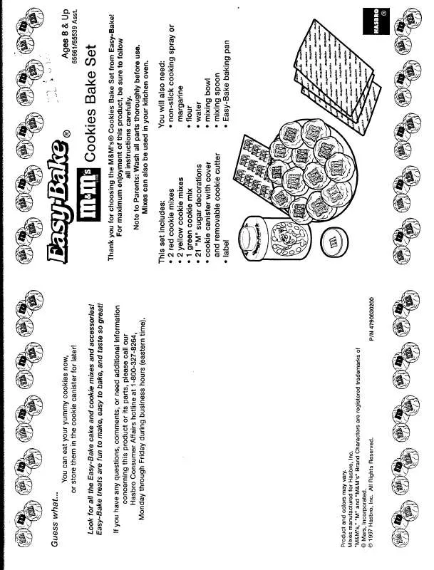 Mode d'emploi HASBRO EASY BAKE M AND MS COOKIES BAKE SET