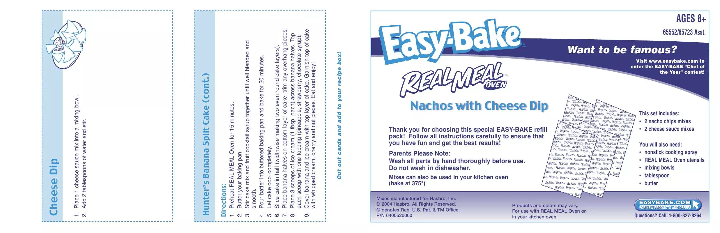 Mode d'emploi HASBRO EASY BAKE REAL MEAL OVEN NACHOS WITH CHEESE DIP