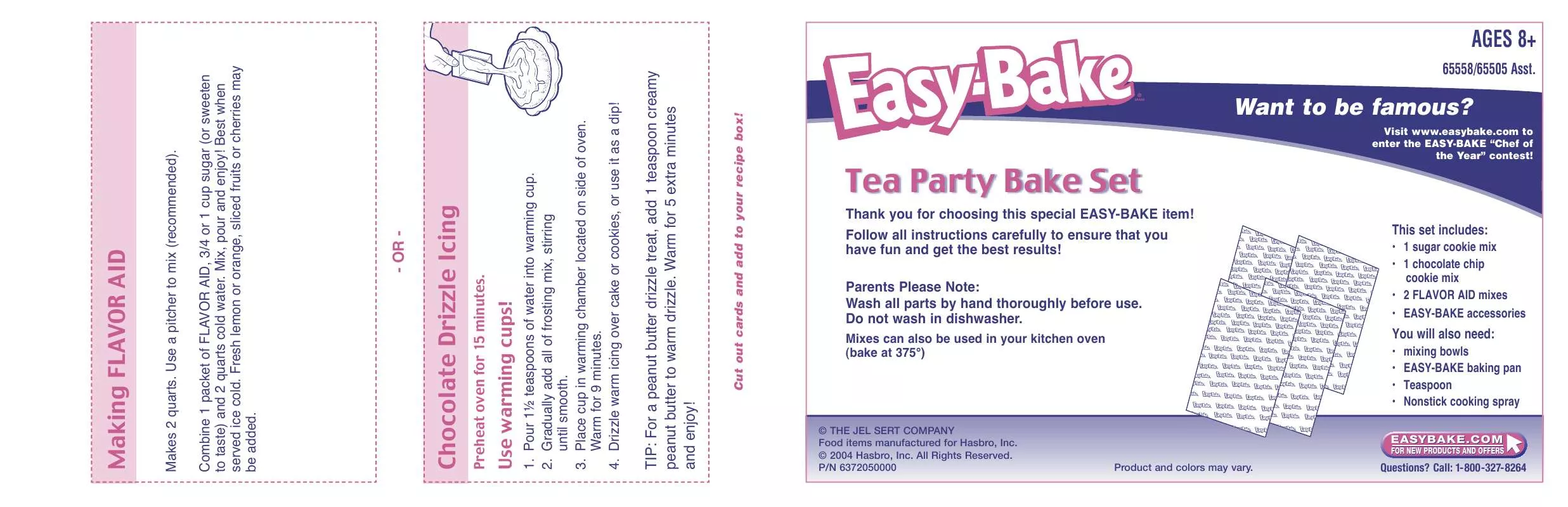 Mode d'emploi HASBRO EASY BAKE TEA PARTY BAKE SET