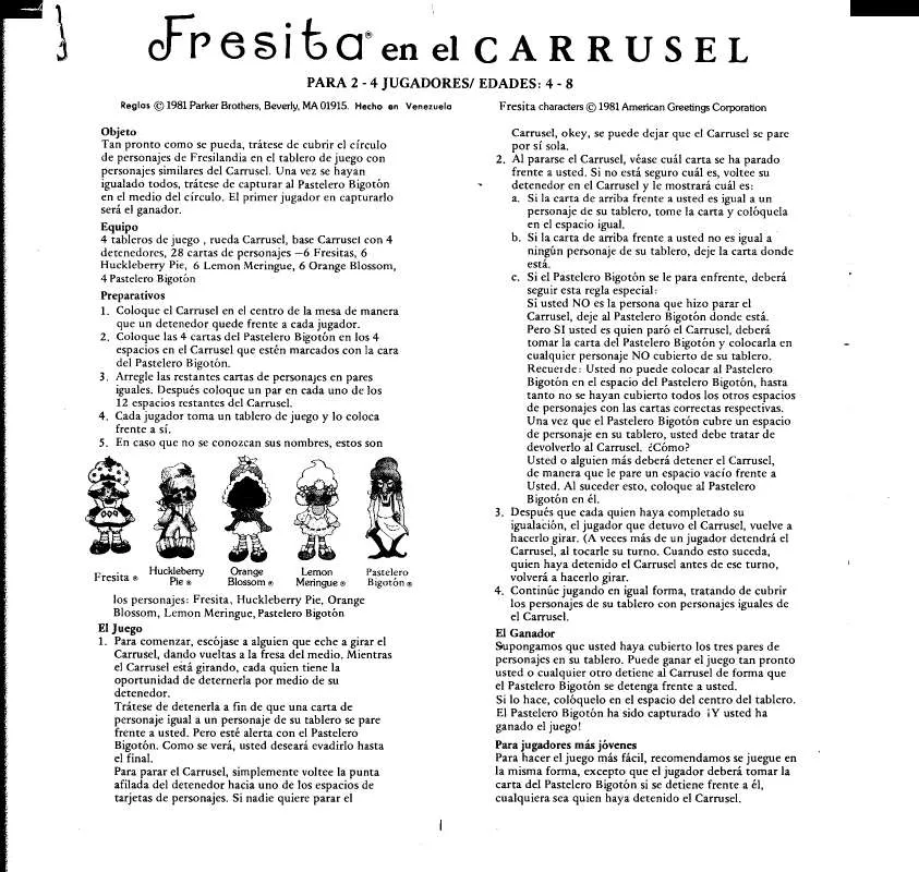 Mode d'emploi HASBRO FRESITA EN EL CARRUSEL