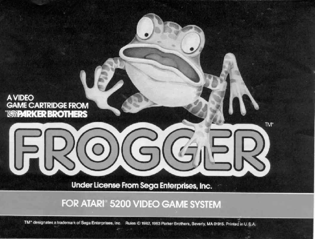 Mode d'emploi HASBRO FROGGER ATARI 5200