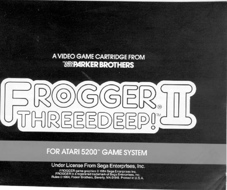 Mode d'emploi HASBRO FROGGER II THREEEDEEP ATARI 5200