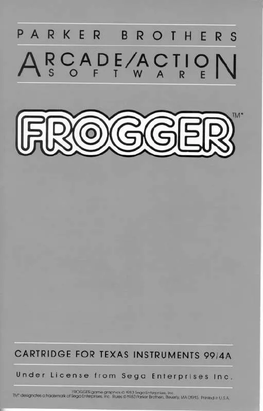 Mode d'emploi HASBRO FROGGER TEXAS INSTRUMENTS 99 4A