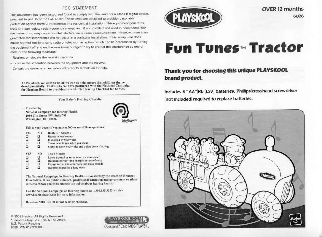 Mode d'emploi HASBRO FUN TUNES TRACTOR