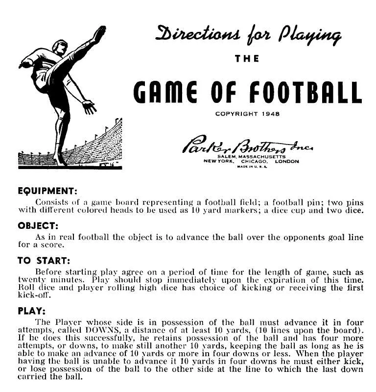 Mode d'emploi HASBRO GAME OF FOOTBALL