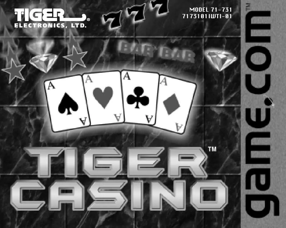 Mode d'emploi HASBRO GAME.COM CARTRIDGE-TIGER CASINO