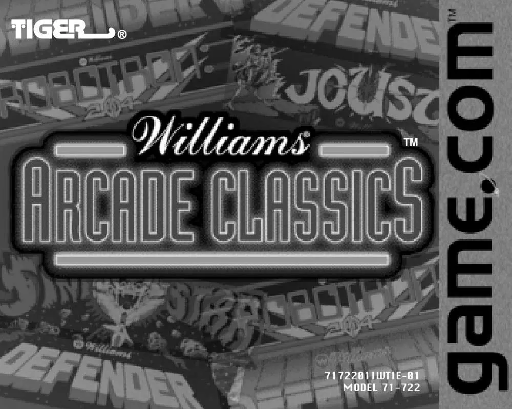 Mode d'emploi HASBRO GAME.COM CARTRIDGE-WILLIAMS ARCADE CLASSICS