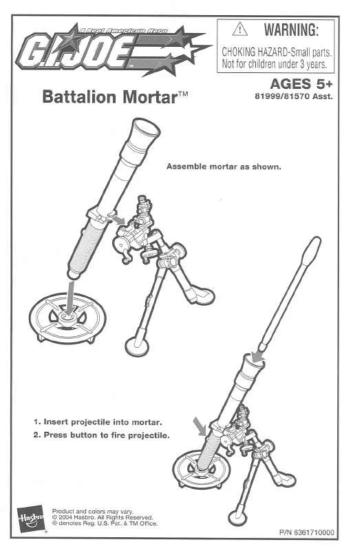 Mode d'emploi HASBRO GI JOE BATTALION MORTAR 81999009