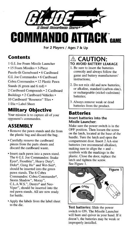 Mode d'emploi HASBRO GI JOE COMMANDO ATTACK 2002