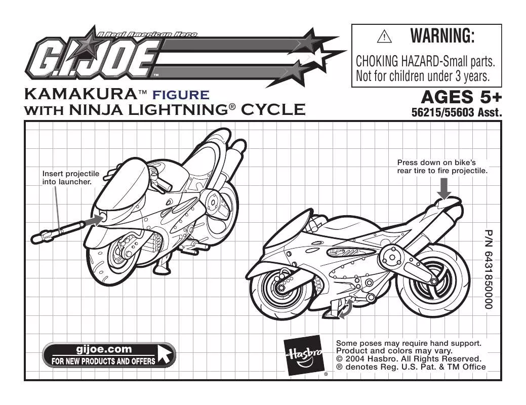 Mode d'emploi HASBRO GI JOE KAMAKURA WITH NINJA LIGHTNING CYCLE