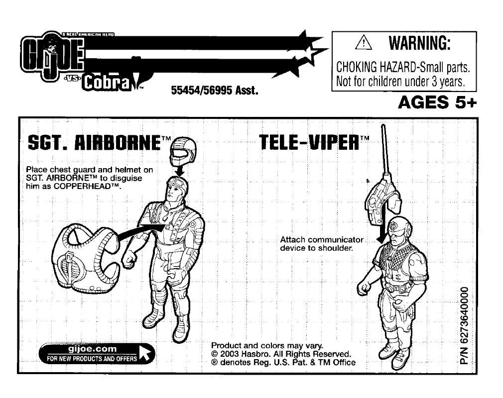 Mode d'emploi HASBRO GI JOE SGT. AIRBORNE-TELE-VIPER 55454