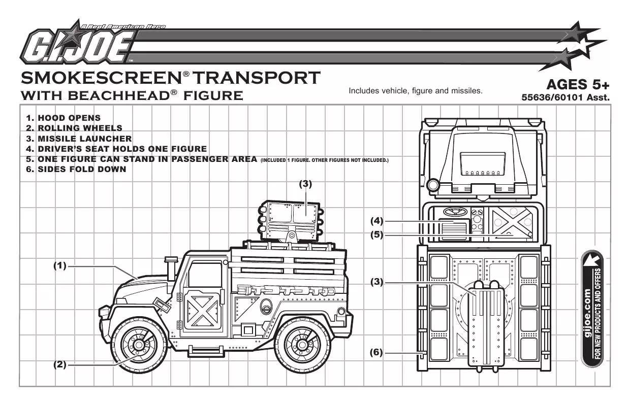 Mode d'emploi HASBRO GI JOE SMOKESCREEN TRANSPORT WITH BEACHHEAD