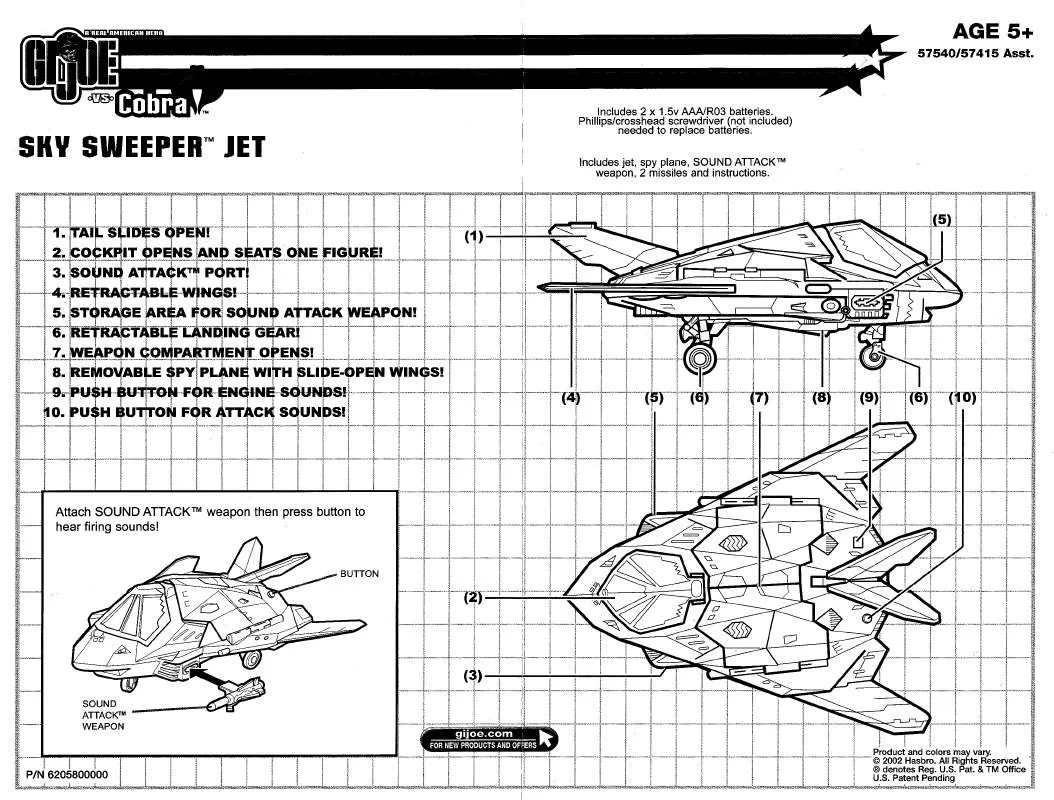 Mode d'emploi HASBRO GI JOE VS COBRA SKY SWEEPER JET