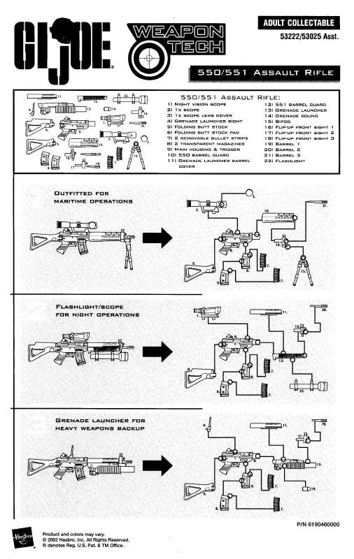 Mode d'emploi HASBRO GI JOE WEAPON TECH 550-551 ASSAULT RIFLE