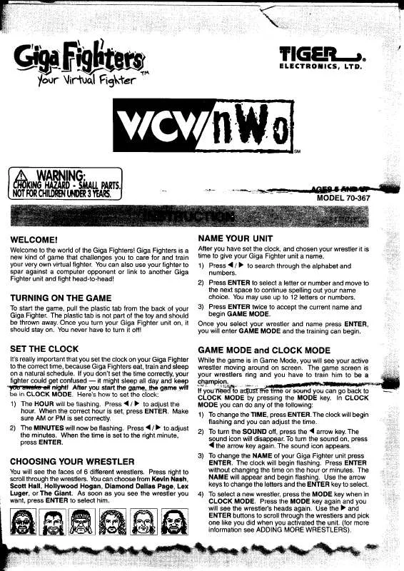 Mode d'emploi HASBRO GIGA FIGHTERS WCW NWO