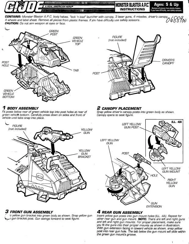 Mode d'emploi HASBRO GIJOE MONSTER BLASTER APC