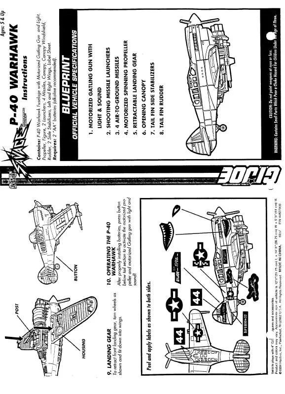 Mode d'emploi HASBRO GIJOE P-40 WARHAWK