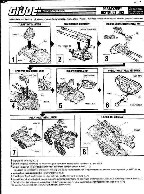 Mode d'emploi HASBRO GIJOE PARALYZER