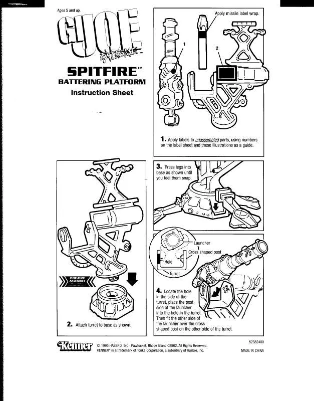 Mode d'emploi HASBRO GIJOE SPITFIRE BATTERING PLATFORM