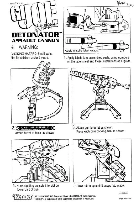 Mode d'emploi HASBRO GIJOE-DETONATOR ASSAULT CANNON