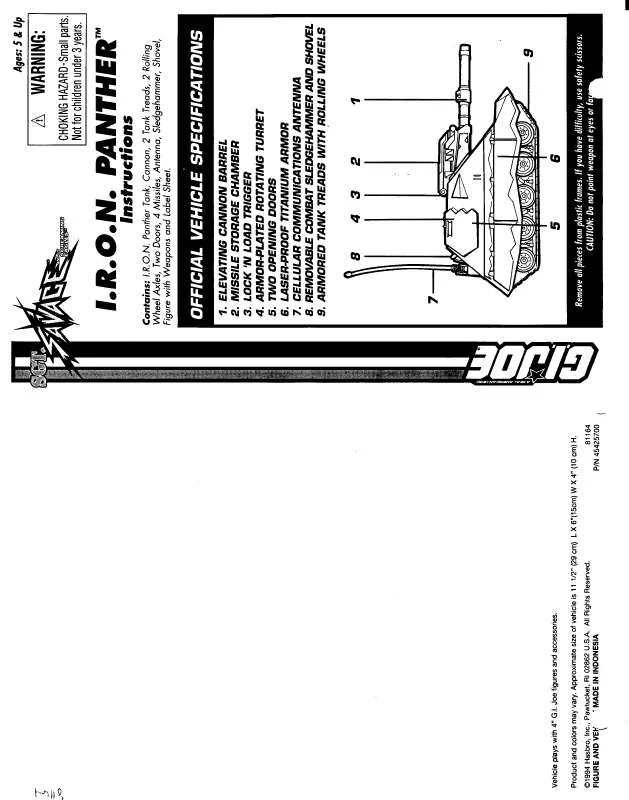 Mode d'emploi HASBRO GIJOE-I.R.O.N. PANTHER